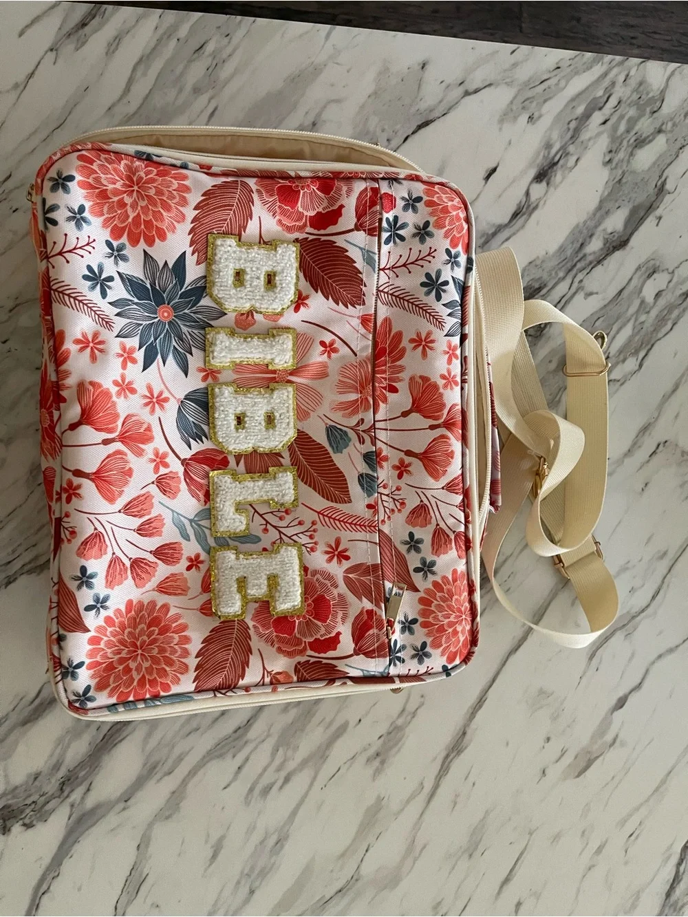 Floral Quilted Crossbody Bag with Sequin BIEN Accent